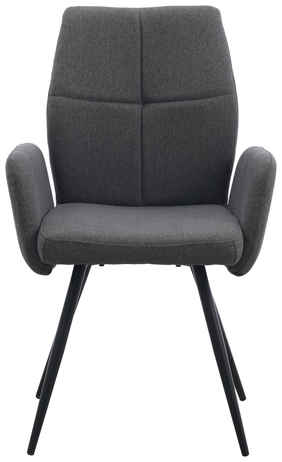 Armlehnstuhl Udo Grau/Schwarz B: 58 cm - Schwarz/Grau, MODERN, Textil/Metall (58/91/59cm) - Livetastic