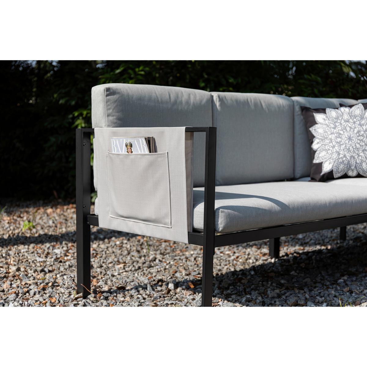 Loungegarnitur Kos - Anthrazit/Grau, MODERN, Textil/Metall - Gardenson
