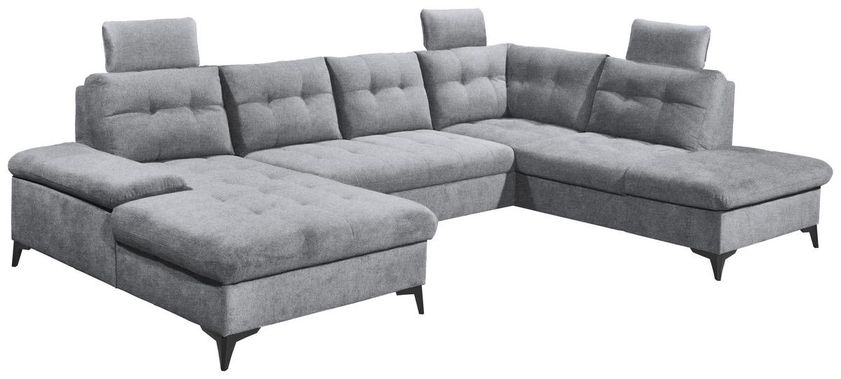 Wohnlandschaft Durban U Grau U: 170/324/218 Cm - Schwarz/Grau, KONVENTIONELL, Textil (170/324/218cm) - MID.YOU