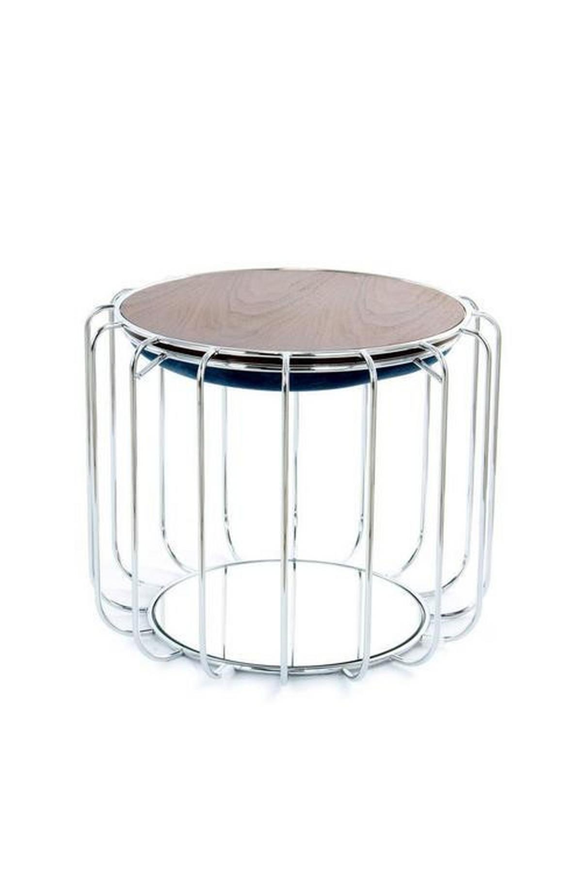 Beistelltisch/pouf 2 In 1 Comfortable Silber/petrol - Silberfarben/Petrol, Basics, Glas/Holzwerkstoff (50/50/45cm) - Kayoom