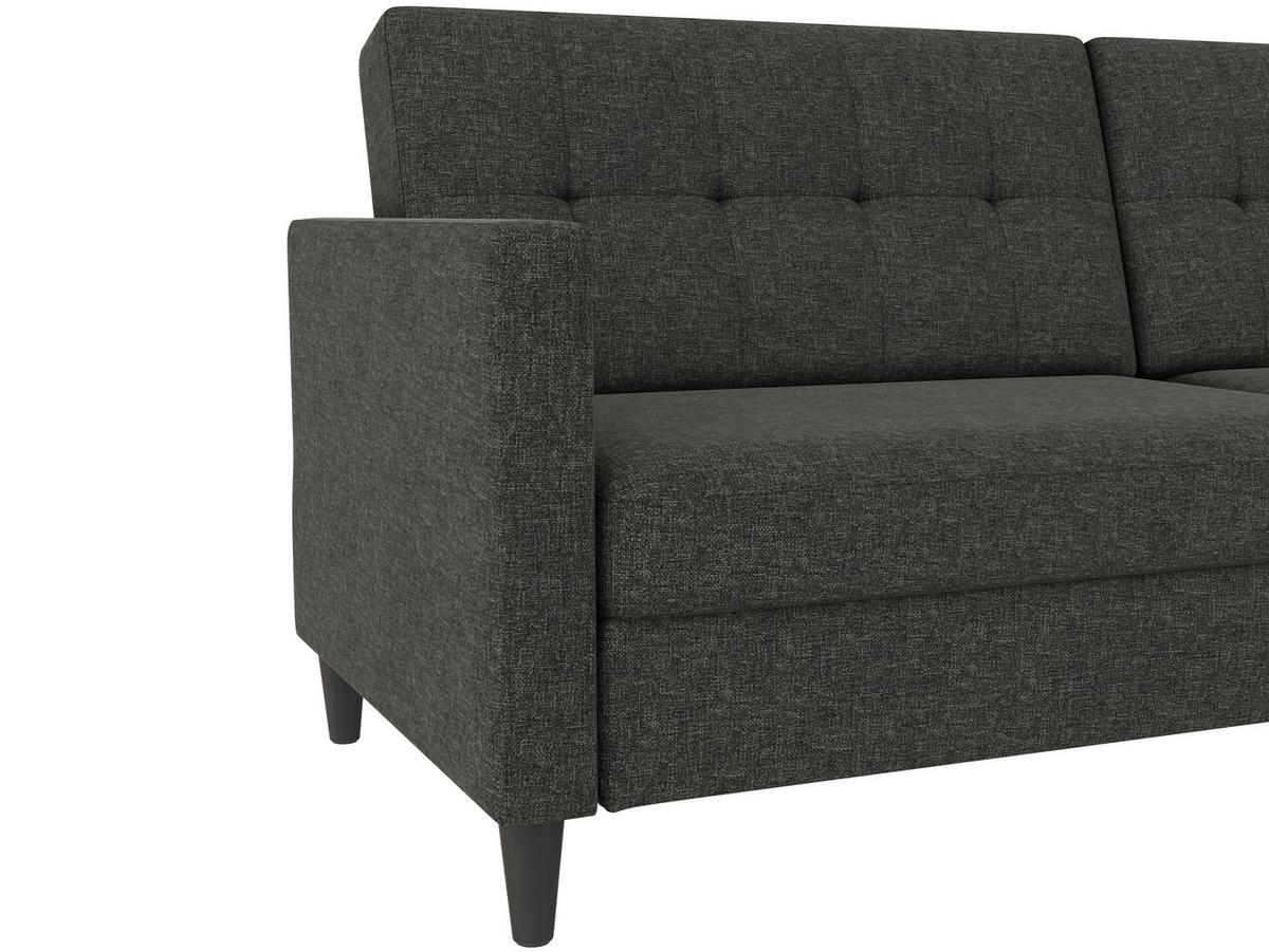 Schlafsofa Hannover Anthrazit, mit Schlaffunktion - Anthrazit/Schwarz, Basics, Textil (203/82cm) - Livetastic
