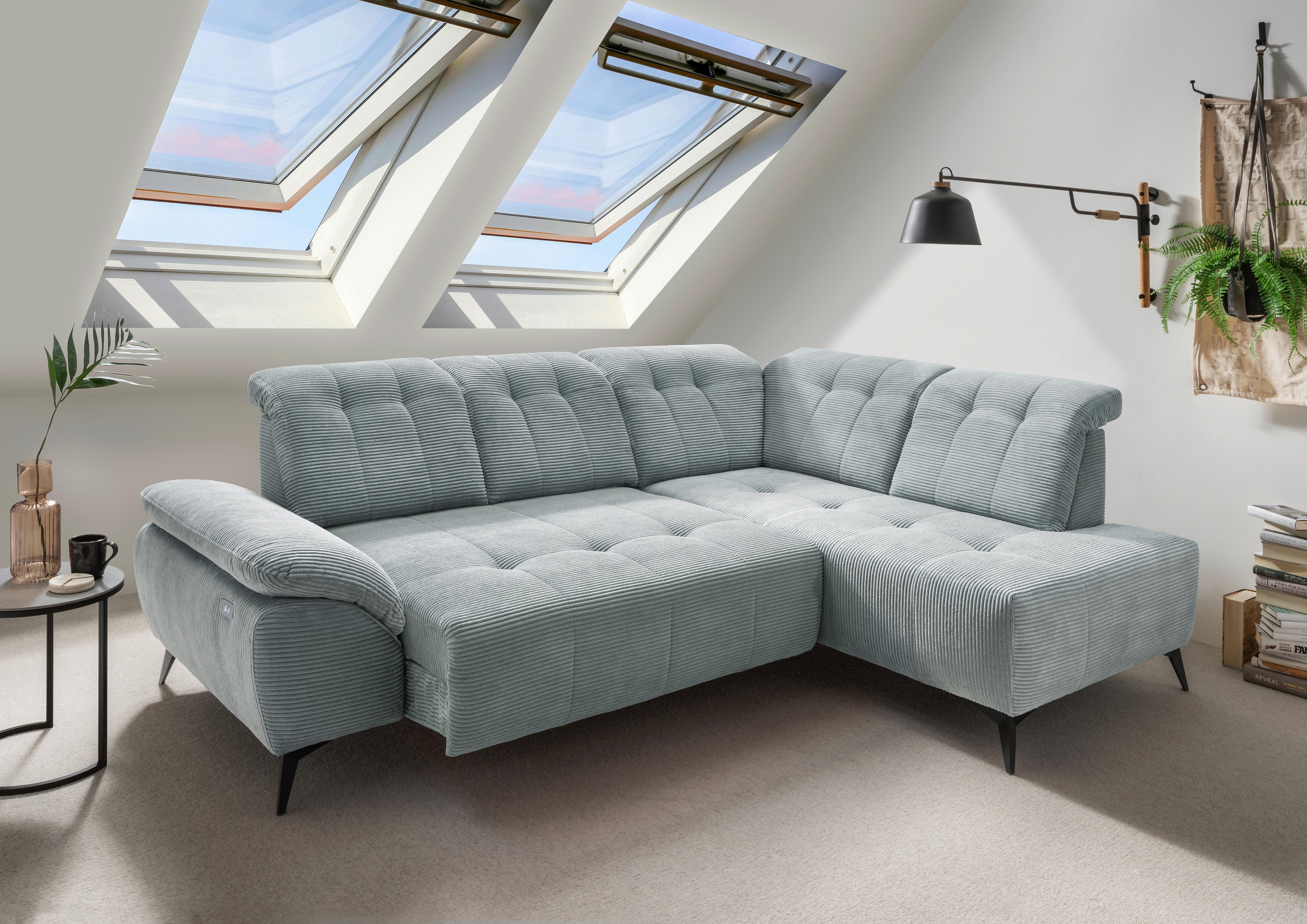 Ecksofa Fiore, Hellblau S: 272x200 cm - Schwarz/Hellblau, MODERN, Textil (272/200cm) - Livetastic