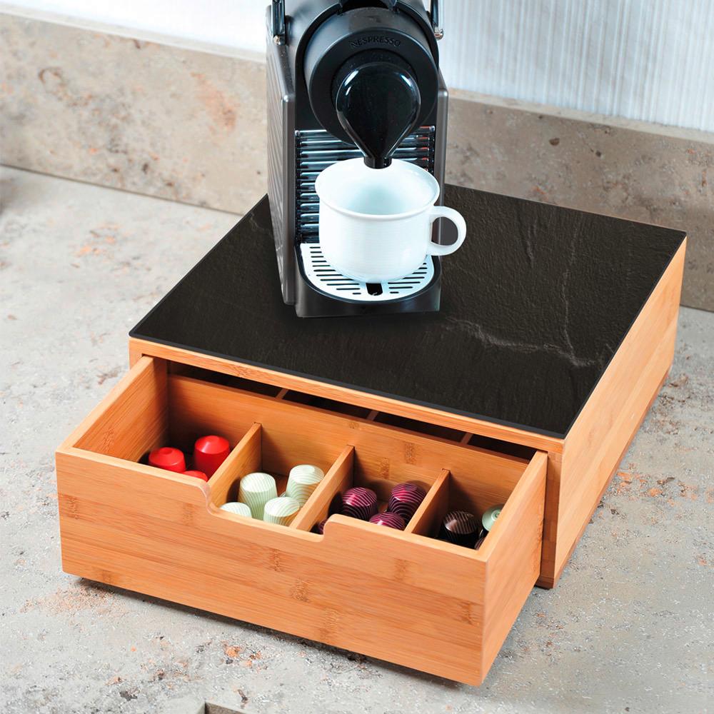 Aufbewahrungsbox 3-Er Set Holz/Glas 30x9,50x31 cm - Schieferfarben/Naturfarben, Basics, Glas/Holz (30/9,50/31cm) - Kesper