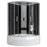 Dampfdusche Salsa mit Massagedüsen, Beleuchtung - Schwarz/Weiß, Basics, Glas (120/120/227cm) - Sanotechnik