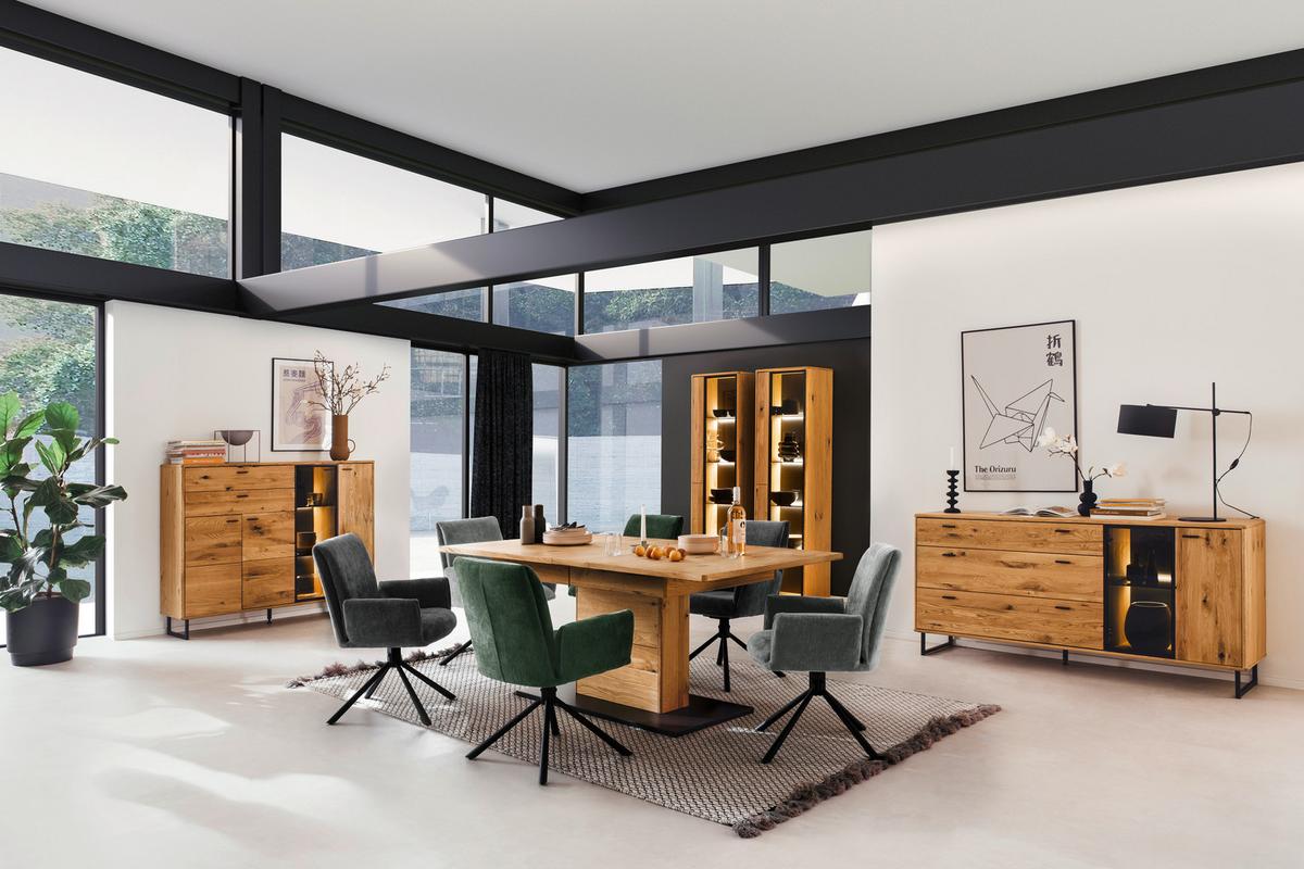 Vitrine Arezzo Wildeiche/Anthrazit B: 52 cm - Wildeiche/Anthrazit, Design, Glas/Holz (52/190/37cm) - MID.YOU