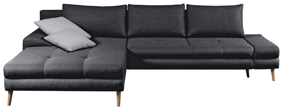 Ecksofa Floby Mit Zierkissen Dunkelgrau - Dunkelgrau/Erlefarben, Trend, Textil (313/215cm) - MID.YOU