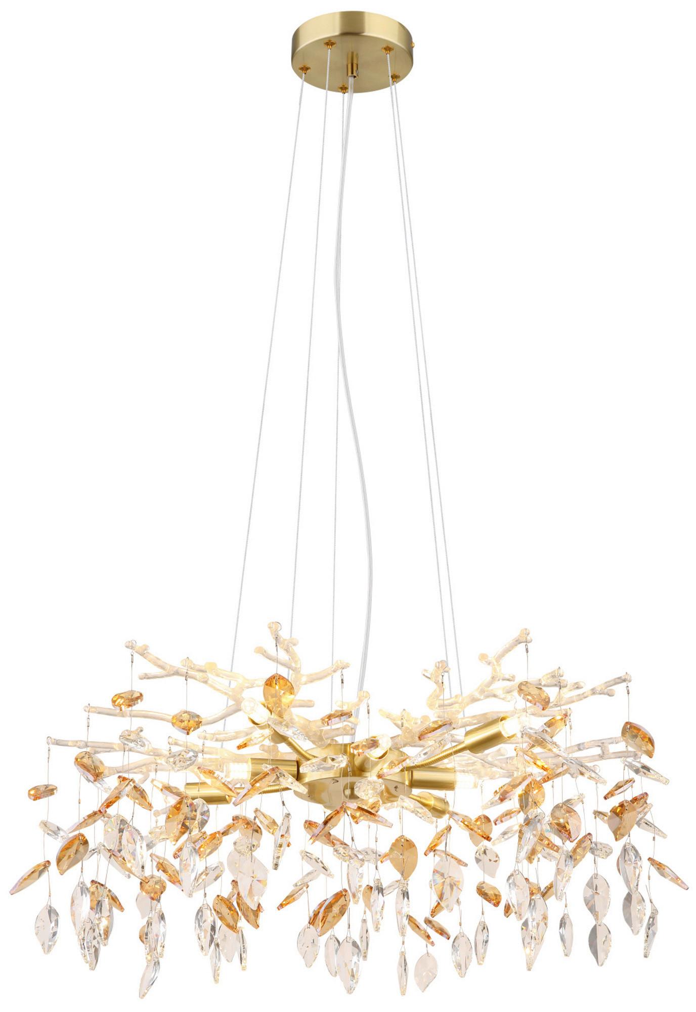 Kronleuchter 64132-8 Danna - Goldfarben/Bernsteinfarben, KONVENTIONELL, Glas/Metall (61/120cm) - Globo