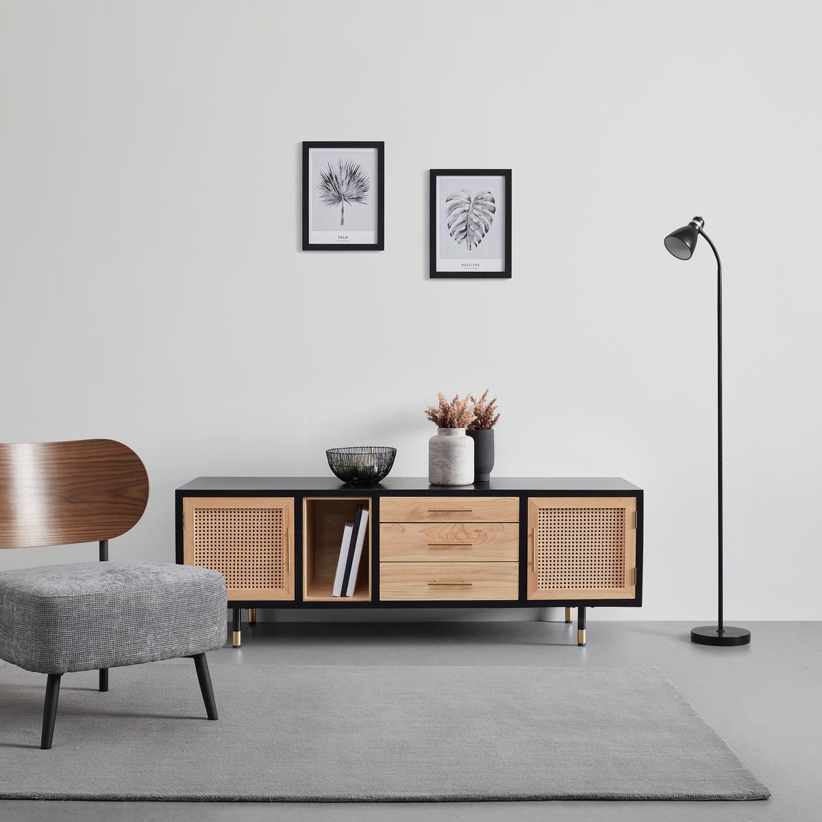 Komoda MASSIMO - čierna/zlatá, Modern, kov/drevo (160/44/55cm) - P & B