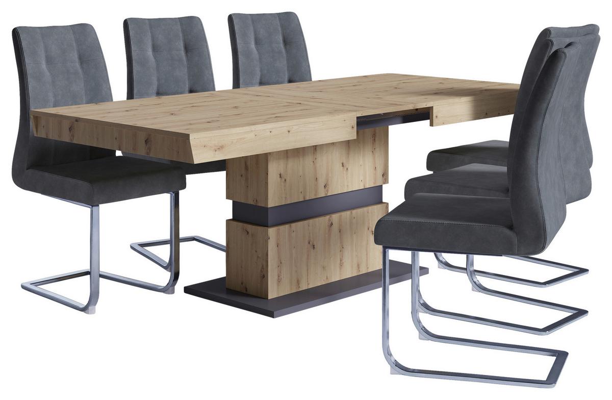 Schwingstuhl-Set Marlen XXL Anthrazit/Silberfarben B: 47cm - Anthrazit/Silberfarben, LIFESTYLE, Textil/Metall (47/96/62cm) - MID.YOU