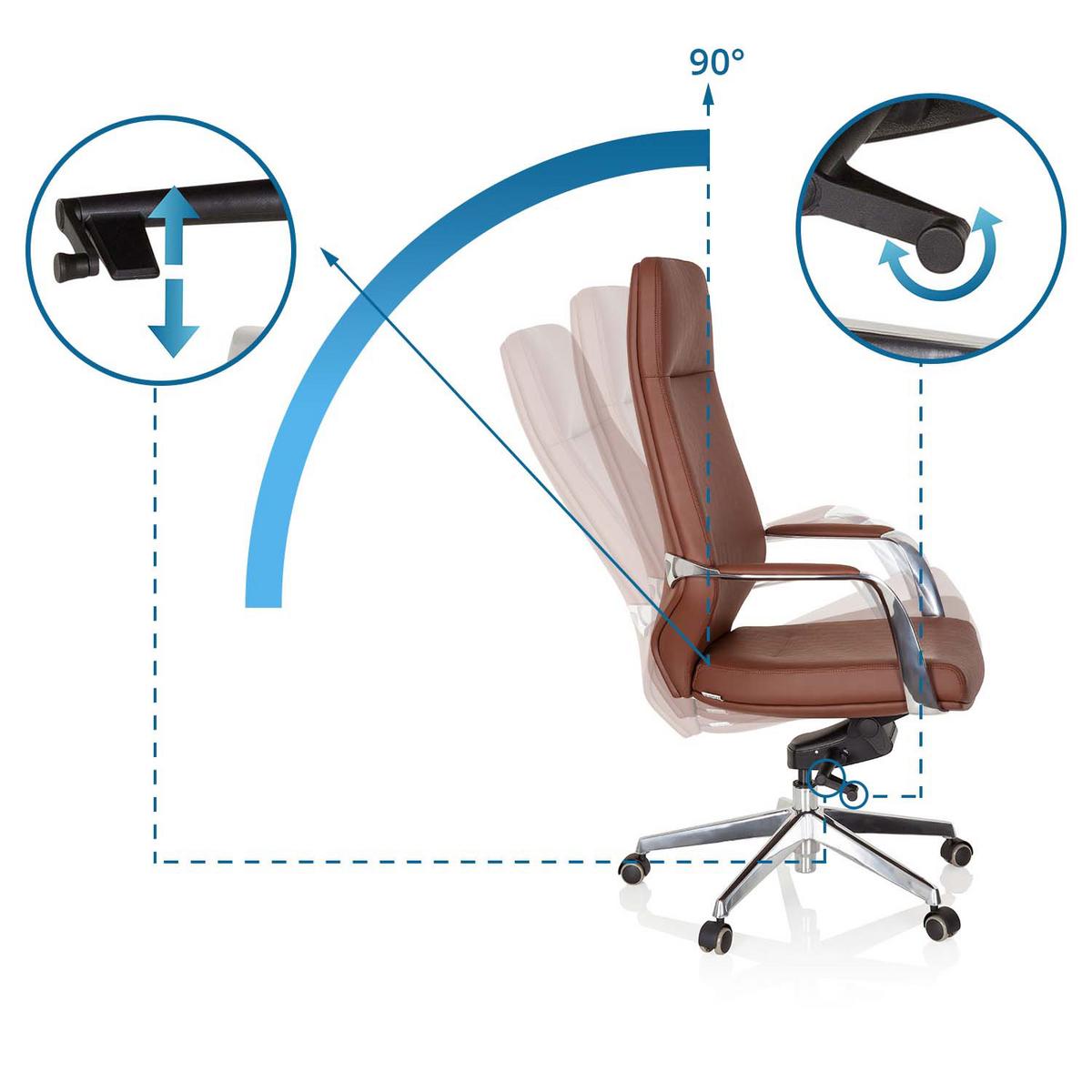 Chefsessel Velvet Braun Bis 120 Kg - Silberfarben/Braun, Basics, Kunststoff/Textil (63/133/65cm) - MID.YOU