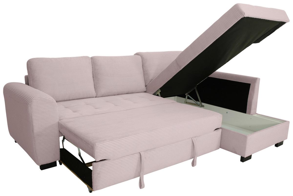 Ecksofa John Rosa S: 239x178 cm - Schwarz/Rosa, Trend, Textil (239/178cm)