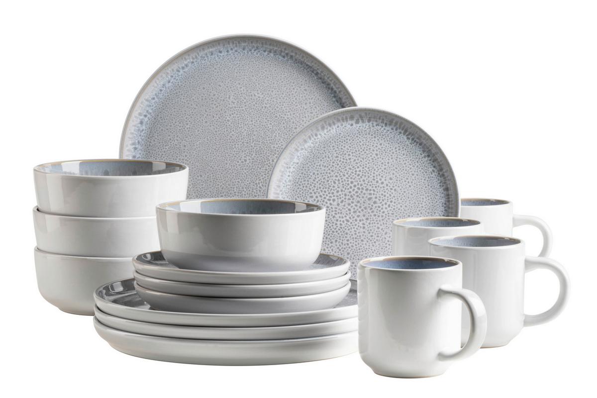 Kombiservice Lunaria Steinzeug, Grau, 16-teilig - Grau, Basics, Keramik - Mäser