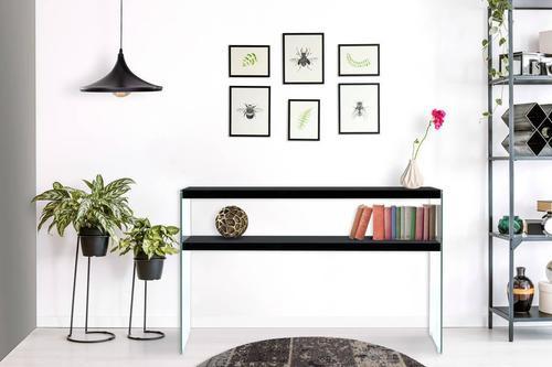 Beistelltisch mit Ablage Elementary Schwarz - Klar/Schwarz, Basics, Glas/Holzwerkstoff (32/110/75cm) - Kayoom