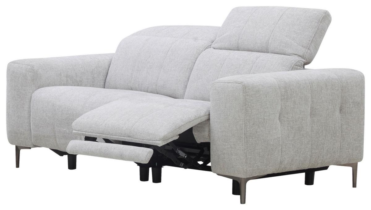 Dvojmiestna pohovka ALVARO, sivý zamat, relax.funkcia - sivá/prírodná farba, Modern, kov/drevo (182/79/109cm) - Mömax