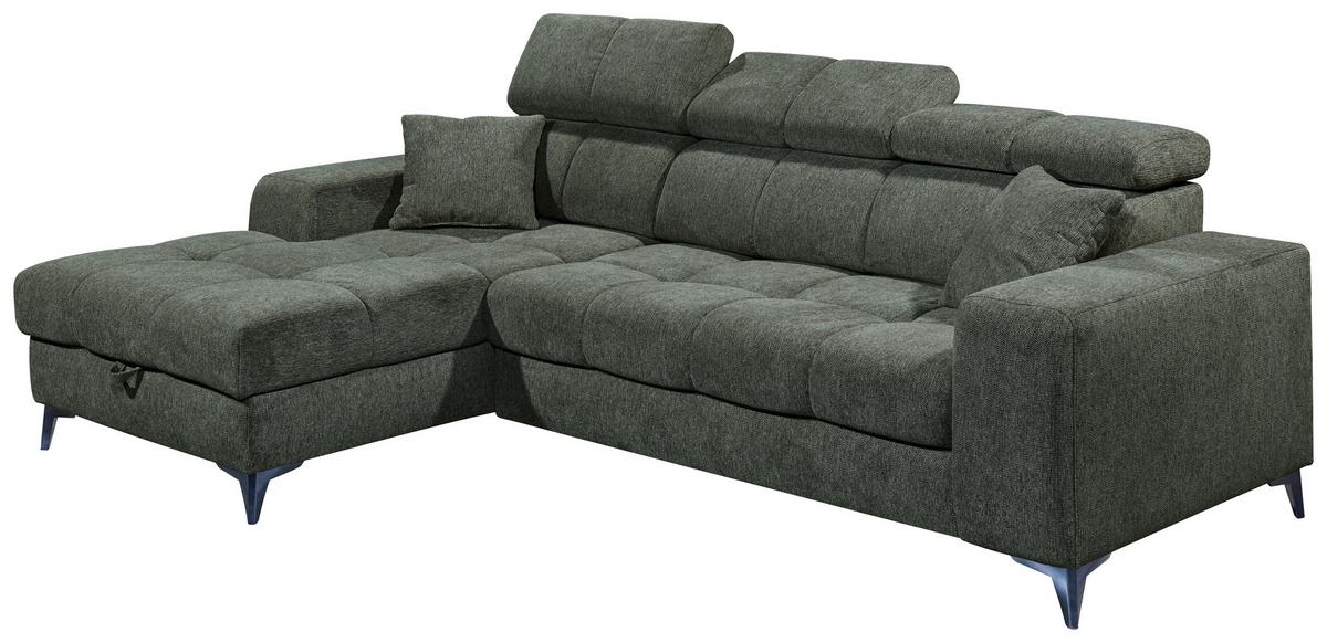 Ecksofa Sydney Dunkelgrün S: 172/268 Cm - Dunkelgrün/Schwarz, KONVENTIONELL, Textil (172/268cm) - MID.YOU