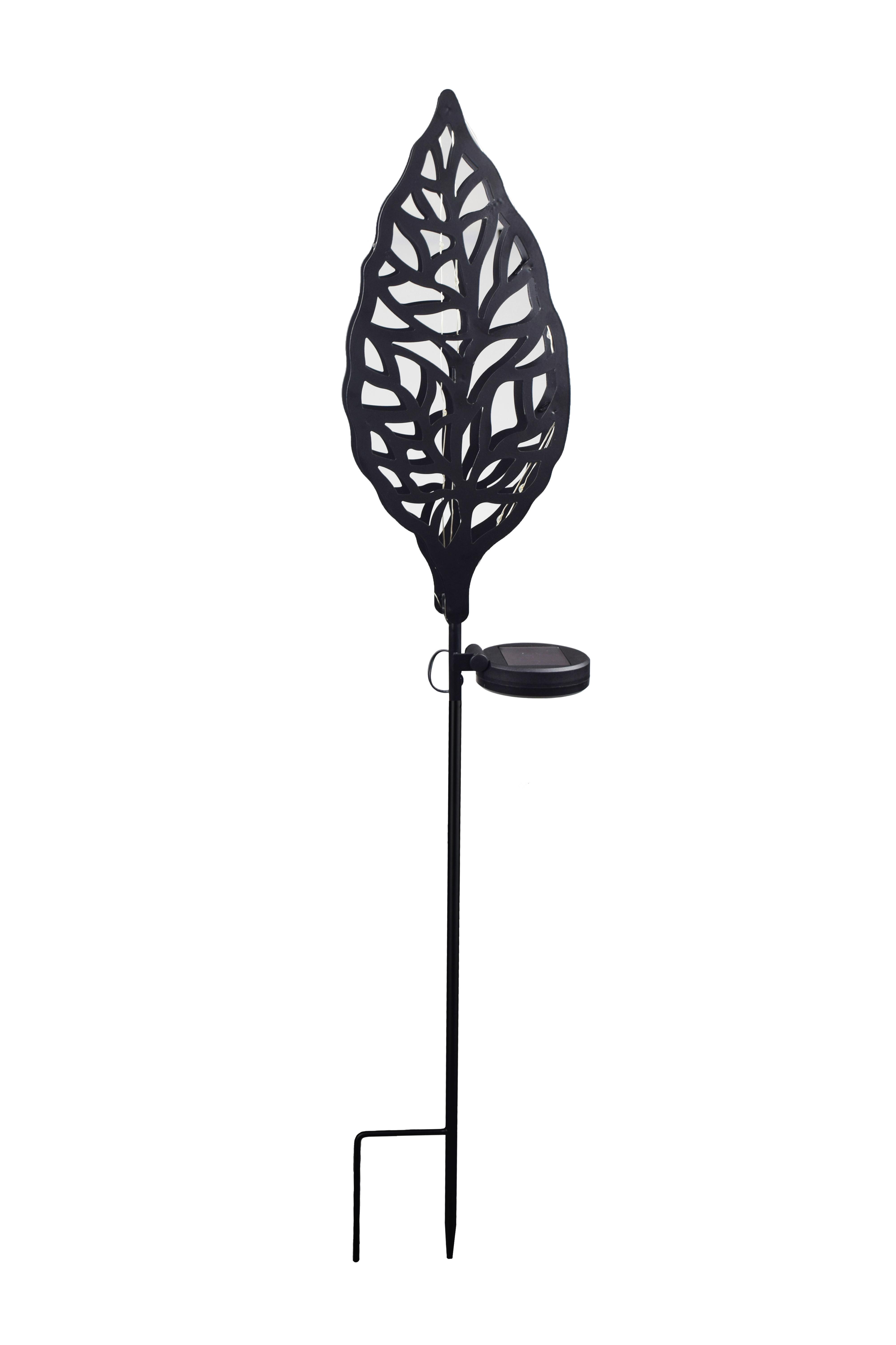 Solarleuchte Schwarz Cinja 15xled Warmweiß H: 77 cm - Schwarz, KONVENTIONELL, Kunststoff/Metall (14/6/77cm) - Ondega