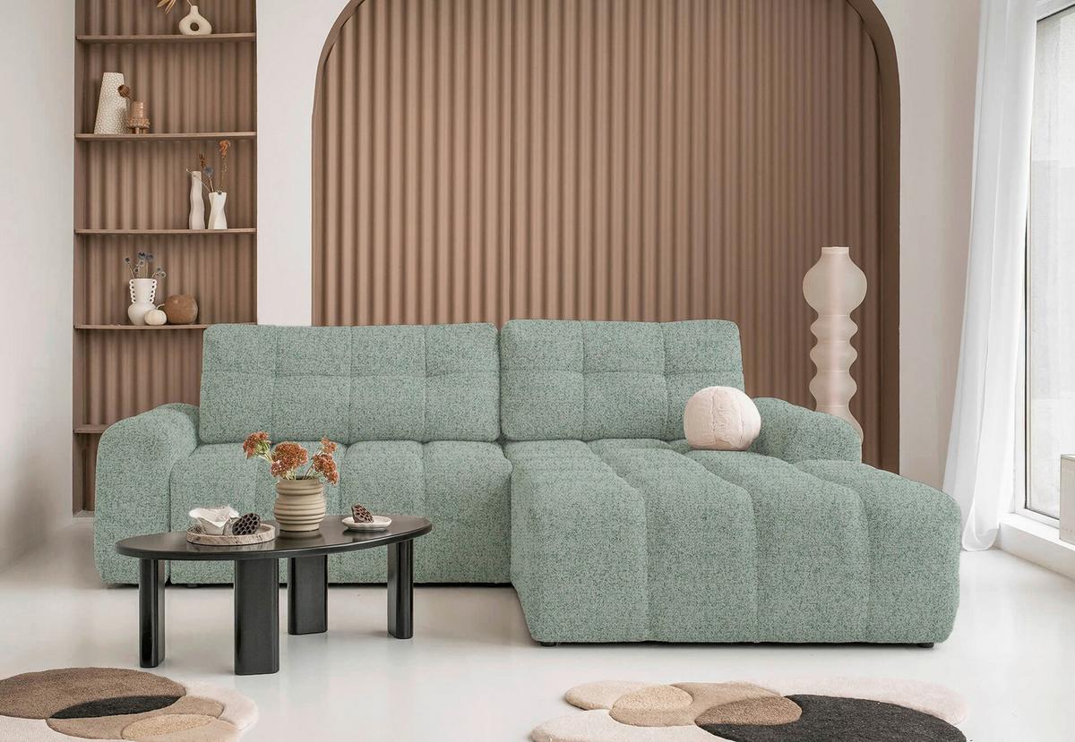 Ecksofa Lulu Türkis S: 268x184cm - Türkis/Schwarz, Design, Textil (268/184cm) - MID.YOU