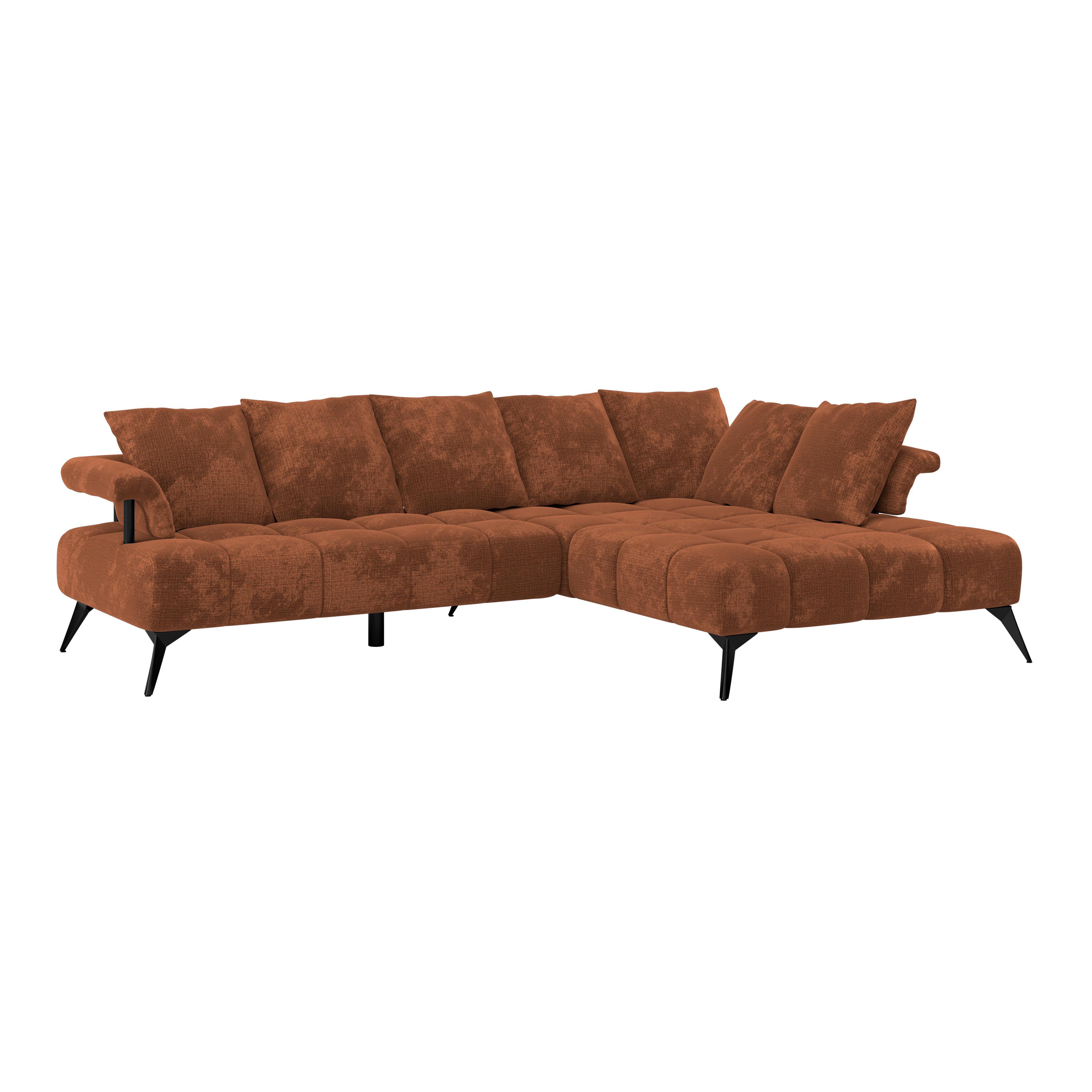Ecksofa Vanessa New - Rostfarben/Schwarz, MODERN, Textil (297/200cm)