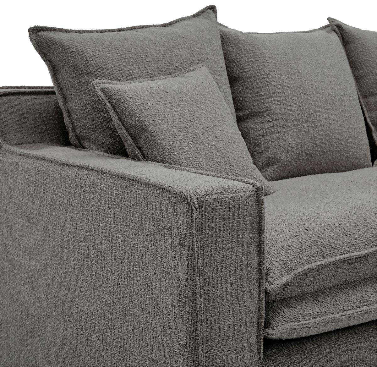 3-Sitzer-Sofa Aurora Grau Bouclé - Schwarz/Grau, Trend, Textil (227/92/105cm) - Livetastic
