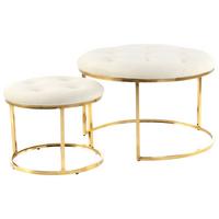 Hockerset 2-teilig Myla 100 Beige/goldfarben D: 40-60 Cm - Beige/Goldfarben, Design, Textil (40/60/32/41/40/60cm) - Kayoom