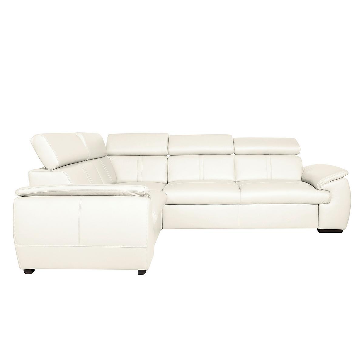Ecksofa City Weiß B: 193x265 Cm - Wengefarben/Weiß, Design, Leder (193/265cm) - Livetastic