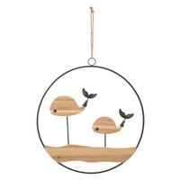 Wanddeko Balene Naturfarben, Schwarz B: 56 cm - Schwarz/Naturfarben, Basics, Holz/Metall (56/60/2cm)