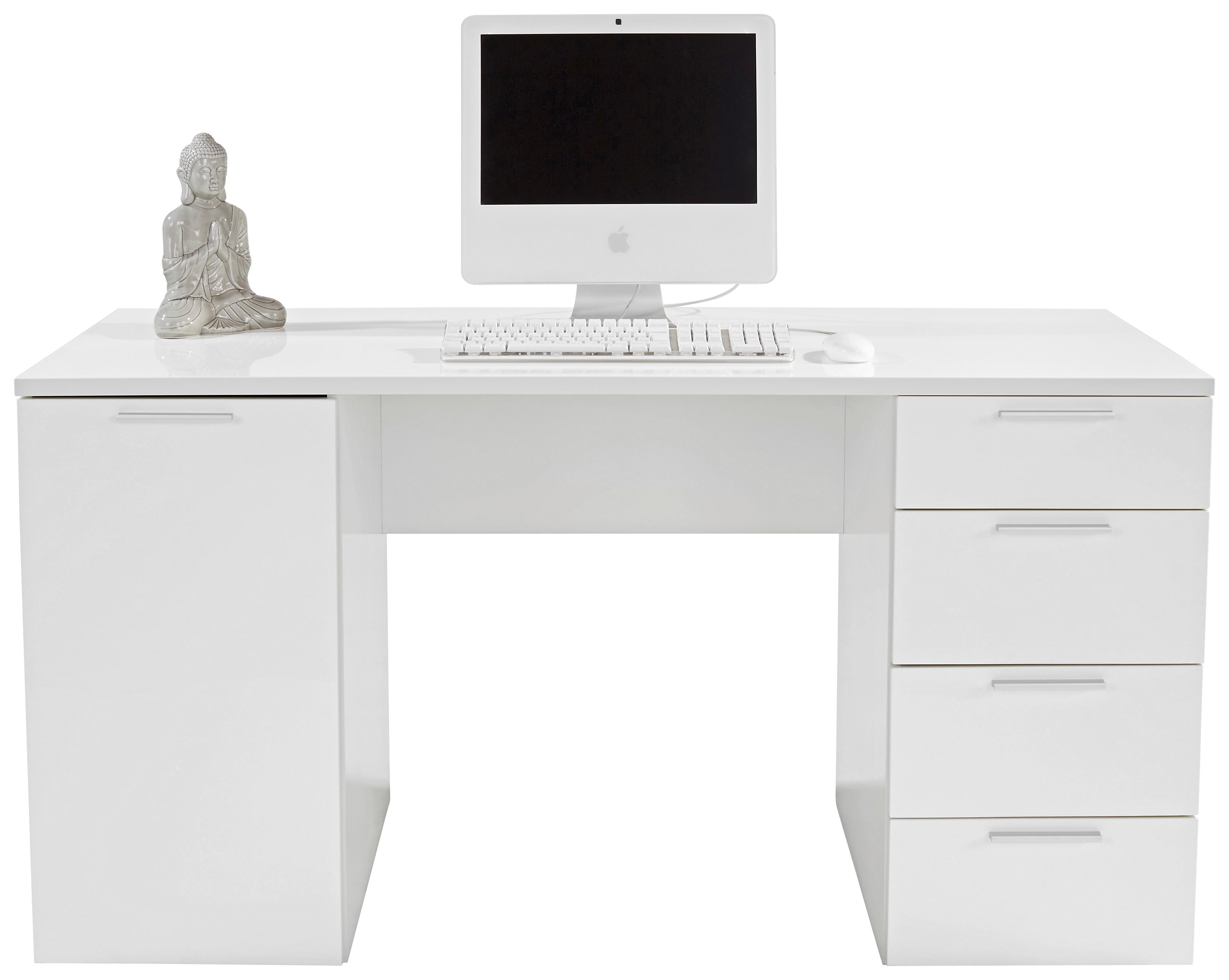 Schreibtisch + Stauraum B: 145 cm H: 75 cm Larry II New Weiß - Weiß, MODERN, Holzwerkstoff (145/75/60cm)