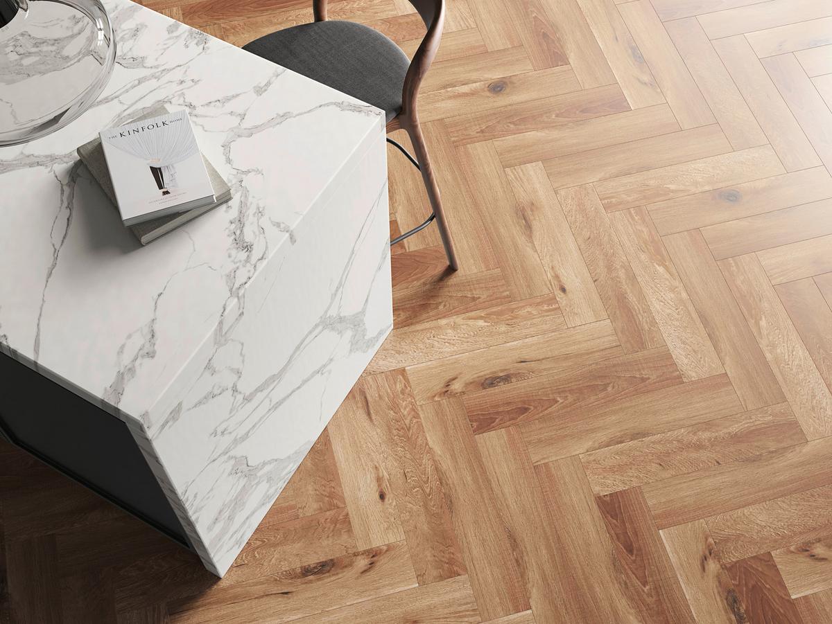 Vinylboden Naturfarben Fischgrät Klick-Vinyl - Naturfarben, Basics, Kunststoff/Stein (61/12,6/0,57cm) - Econfloor