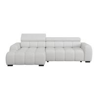 Rohová sedačka FREYA, levá, šedobéžová, elektrický výsuv - černá/šedobéžová, Trend, textil/plast (168/285cm)