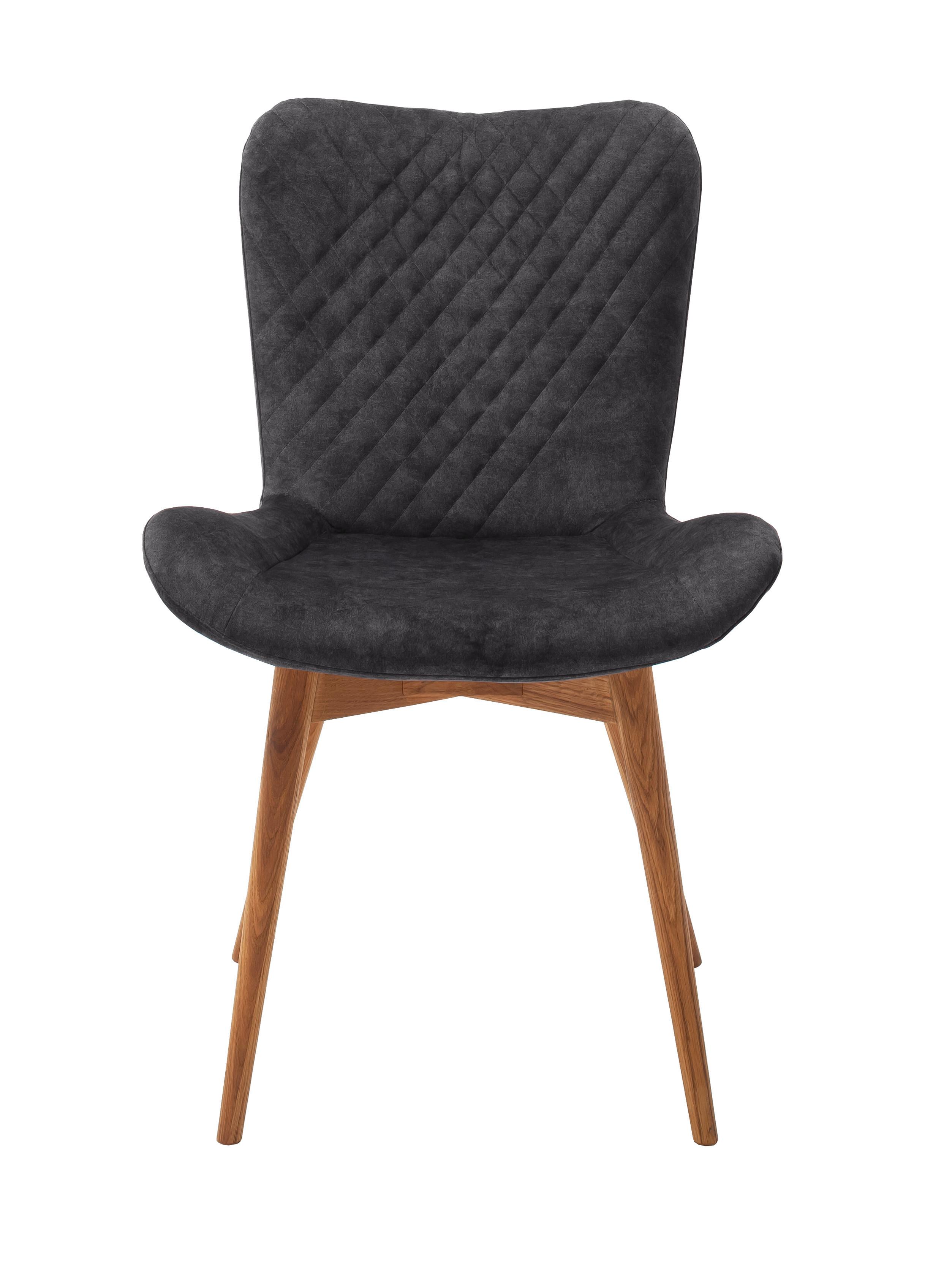 Stuhl Sarander Anthrazit Echtholz-Beine - Wildeiche/Anthrazit, Basics, Holz/Textil (58/88/67cm) - MID.YOU