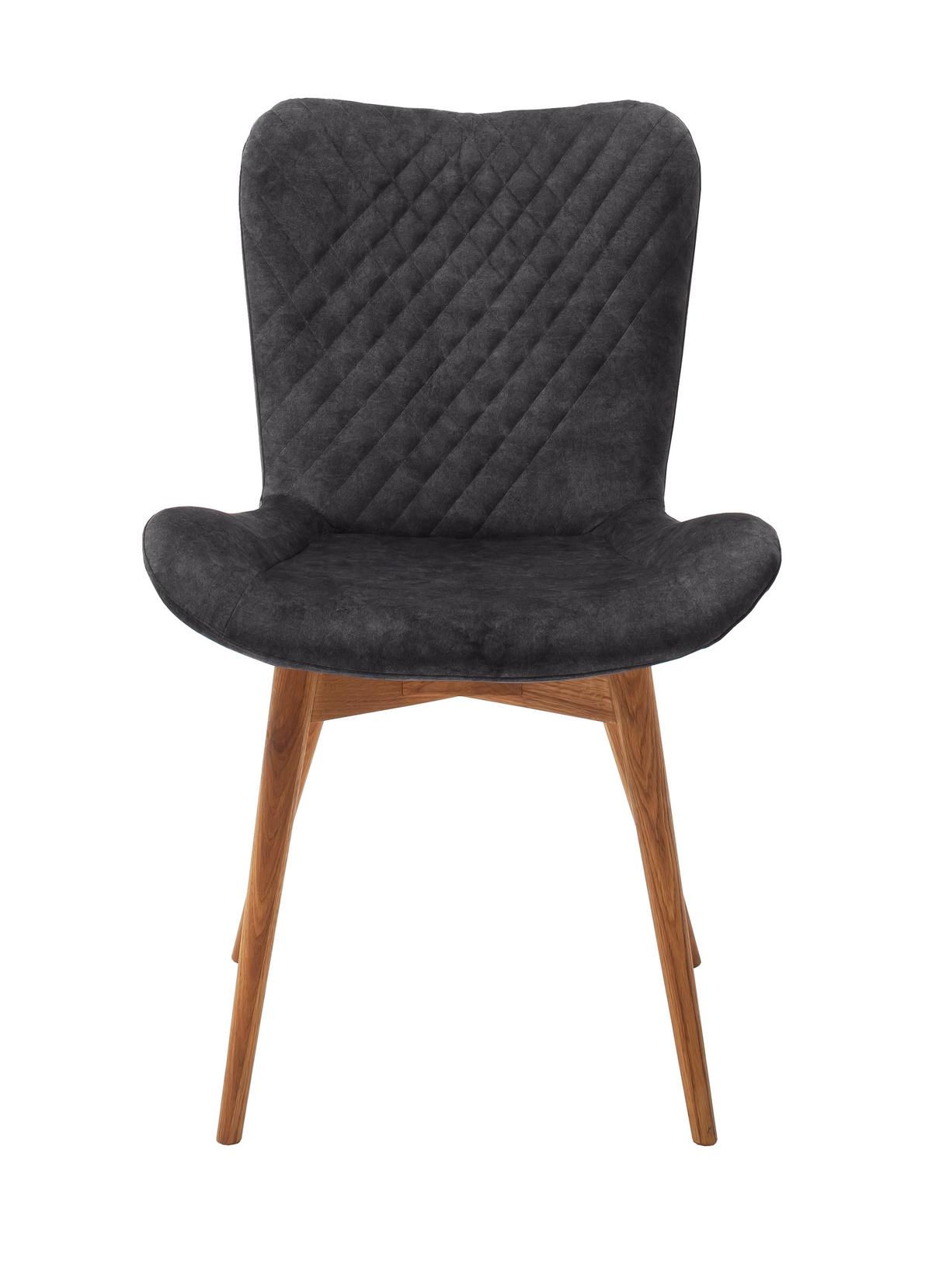 Stuhl Sarander Anthrazit Echtholz-Beine - Wildeiche/Anthrazit, Basics, Holz/Textil (58/88/67cm) - MID.YOU