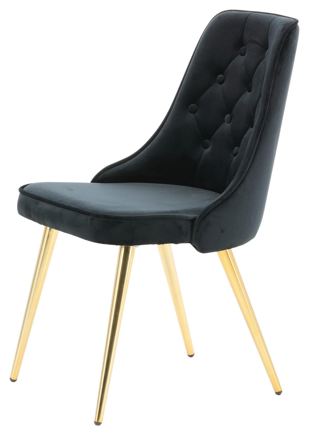 Stuhl-Set Velvet Deluxe - Goldfarben/Schwarz, Design, Kunststoff/Textil (50/88.5/66cm) - Livetastic