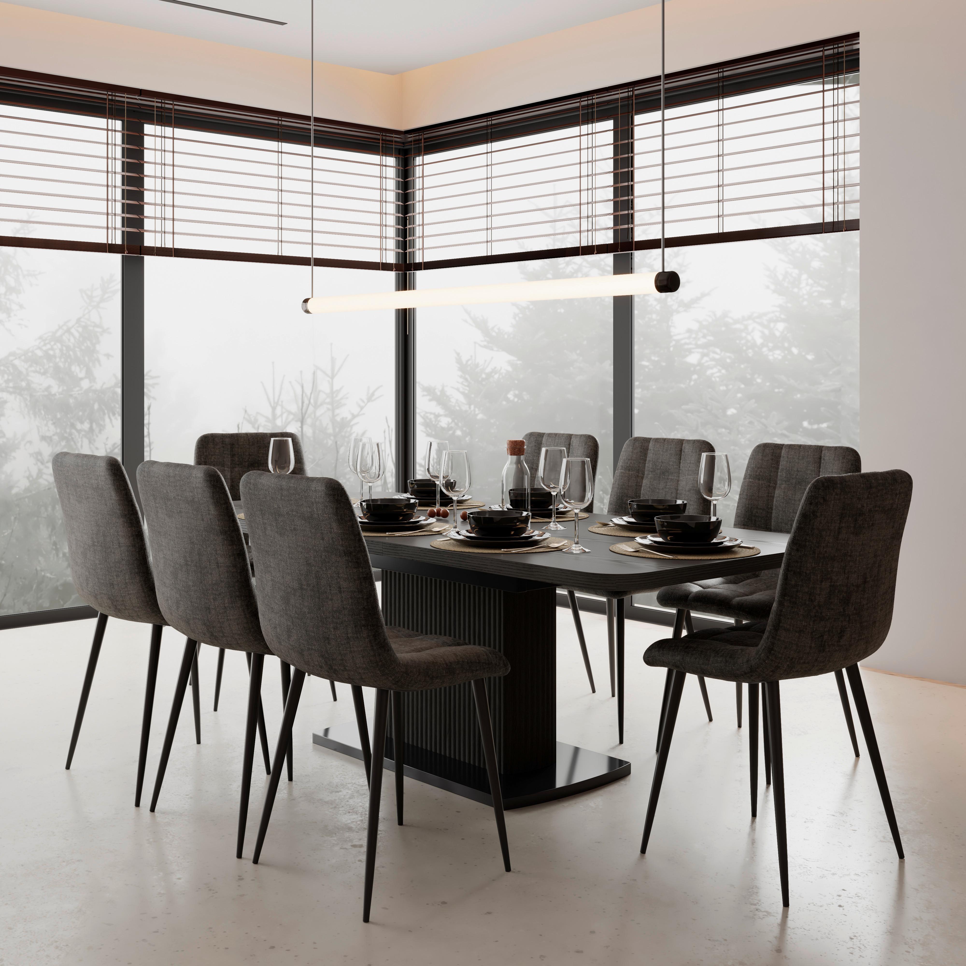 VÝSUVNÝ STŮL AMADO - černá/barvy vlašských ořechů, Moderní, kov/dřevo (200/76/90cm) - Bessagi Home