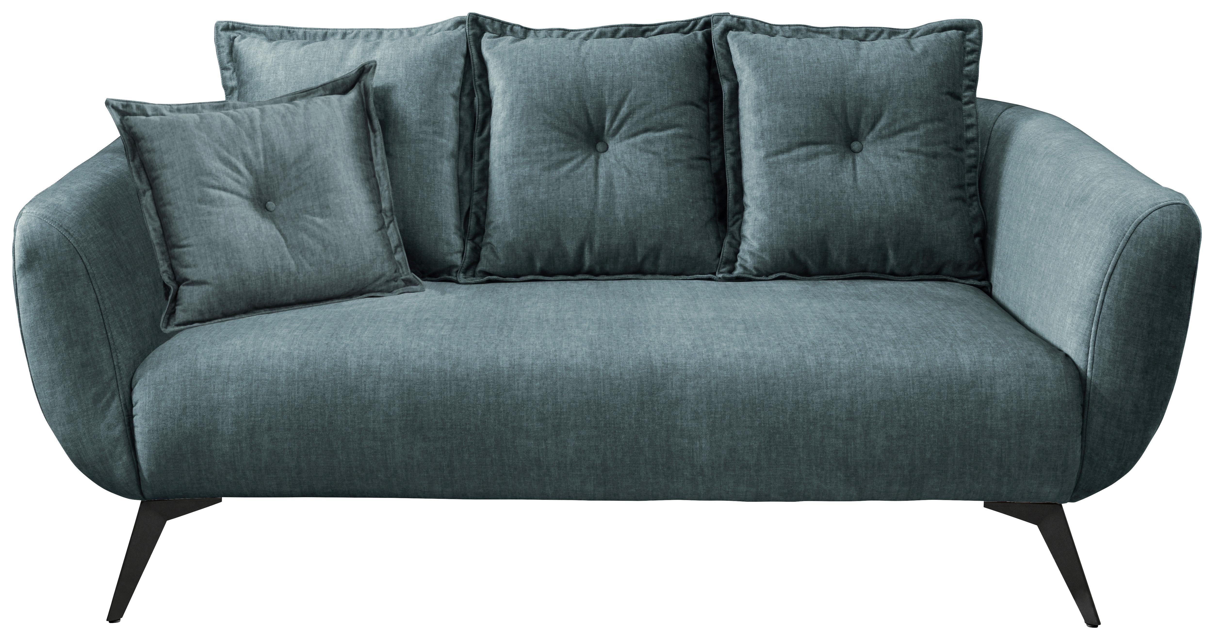 2,5-Sitzer-Sofa Baggio mit Kissen Koralle - Blau/Schwarz, MODERN, Holz/Textil (196/94/103cm) - Livetastic