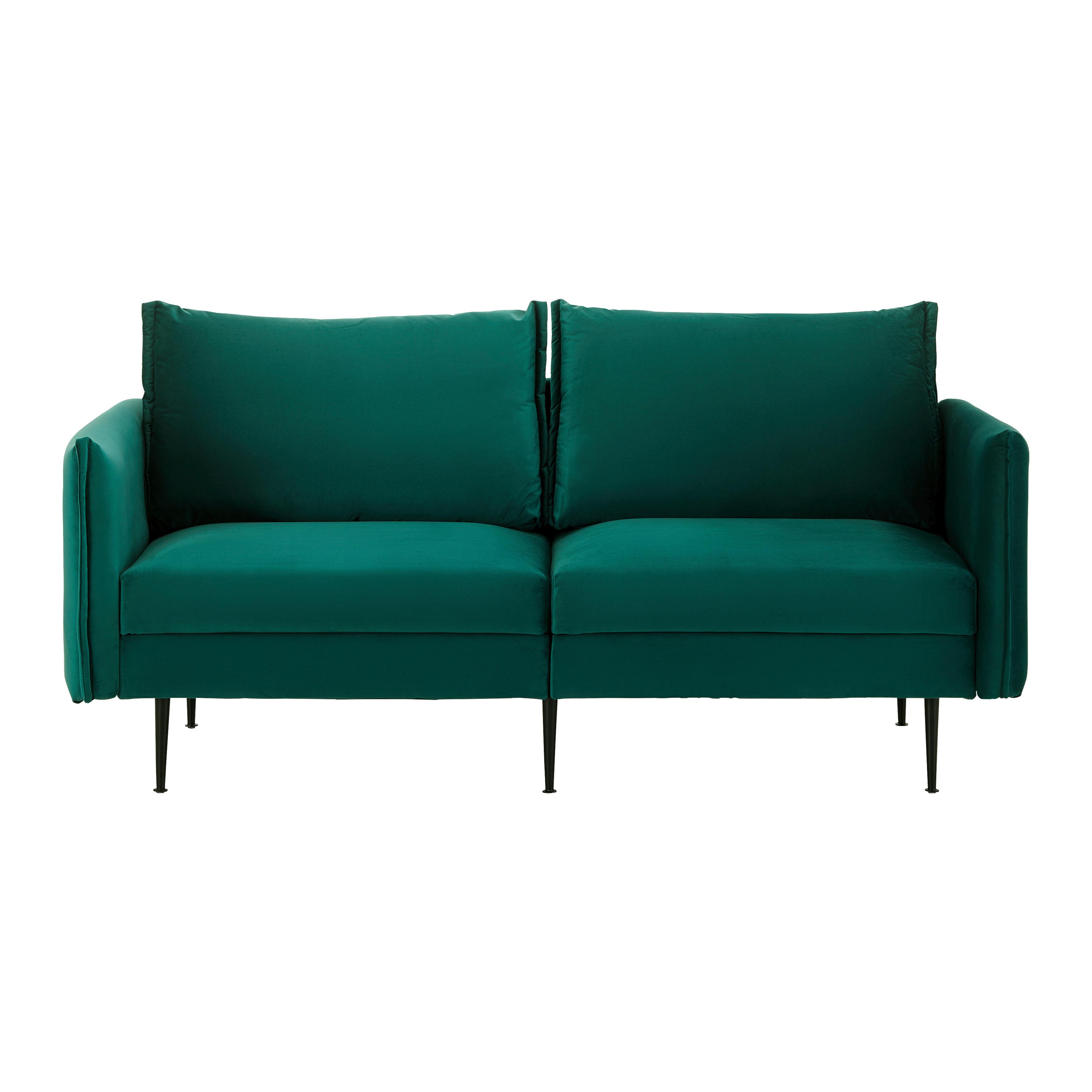 Pohovka YARA zelená - černá/zelená, Moderní, kov/dřevo (194/77/92cm) - Bessagi Home