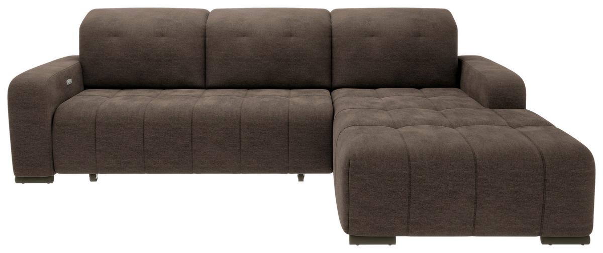 Ecksofa mit Schlaffunktion Vicari Dunkelbraun 185x292 cm - Dunkelbraun/Schwarz, MODERN, Textil (185/292cm) - Livetastic