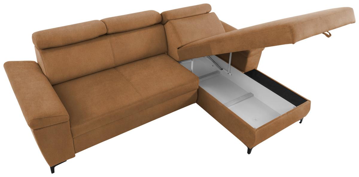 Eckschlafsofa Santi Bernsteinfarben S: 176/2578 Cm - Bernsteinfarben/Schwarz, MODERN, Textil (258/176cm) - MID.YOU