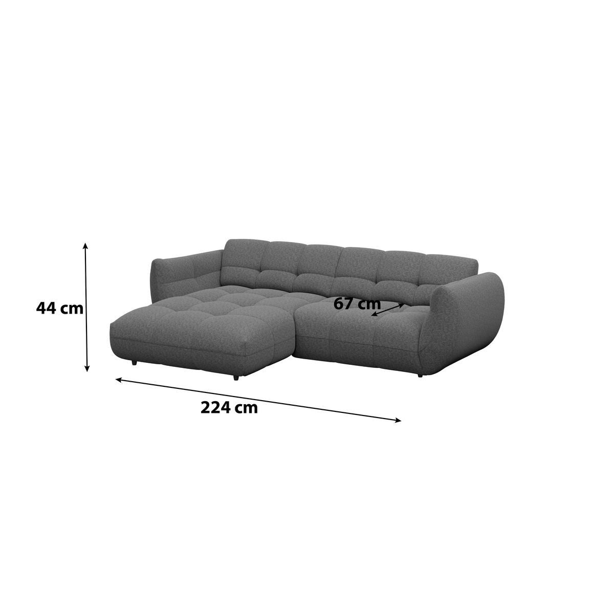 Rohová sedačka PANDA, ľavá, sivá ženilka - sivohnedá/čierna, Trend, textil/plast (178/280cm)