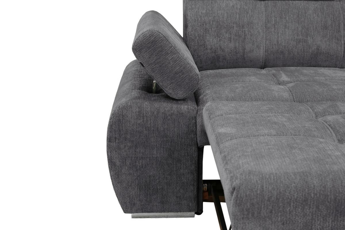 Rohová sedačka VEGAS, pravá, tmavosivá ženilka - strieborná/tmavosivá, Design, drevo/textil (294/173cm)