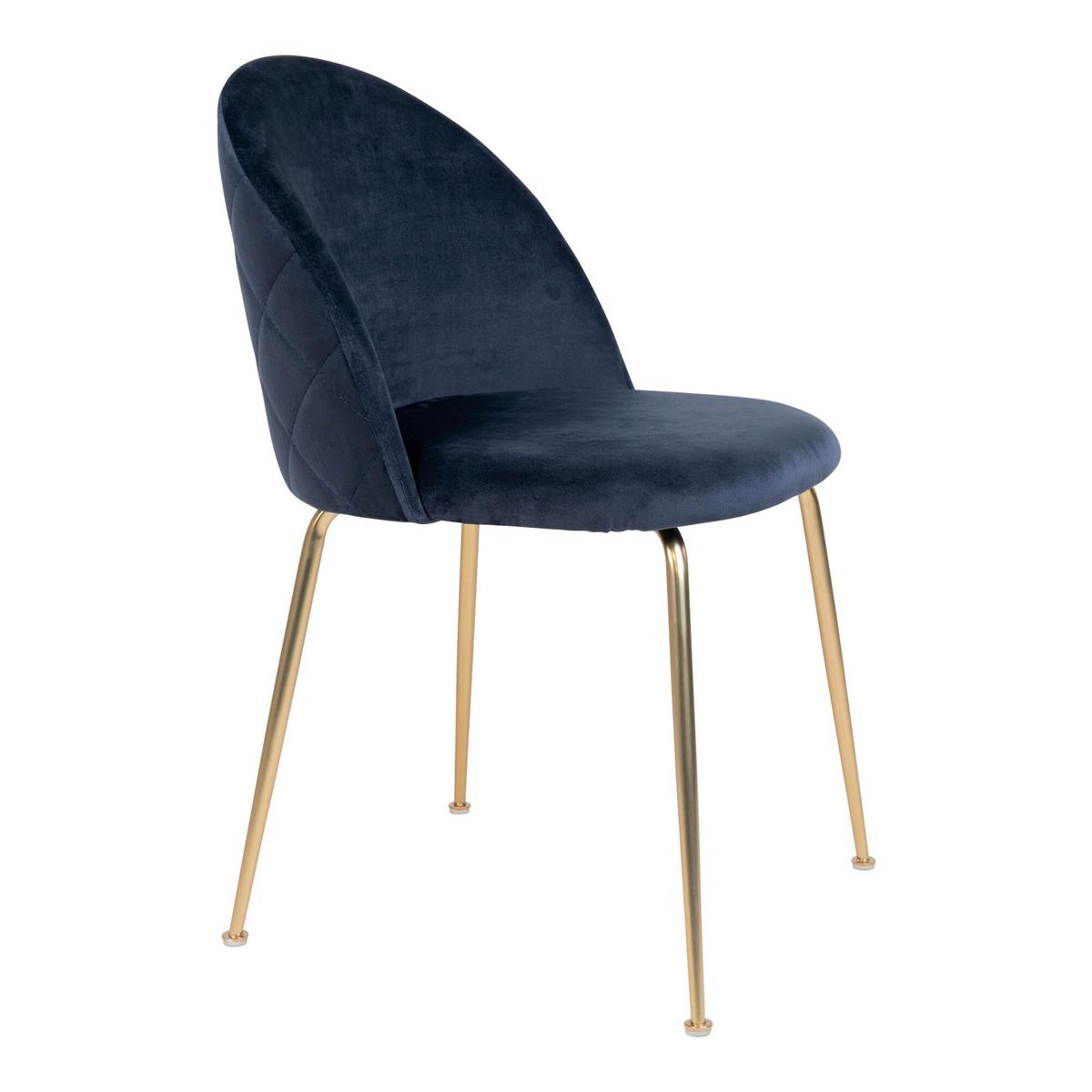 Stuhl-Set Geneve Blau B: 51 cm - Blau/Messingfarben, MODERN, Textil/Metall (51/78/56cm) - MID.YOU