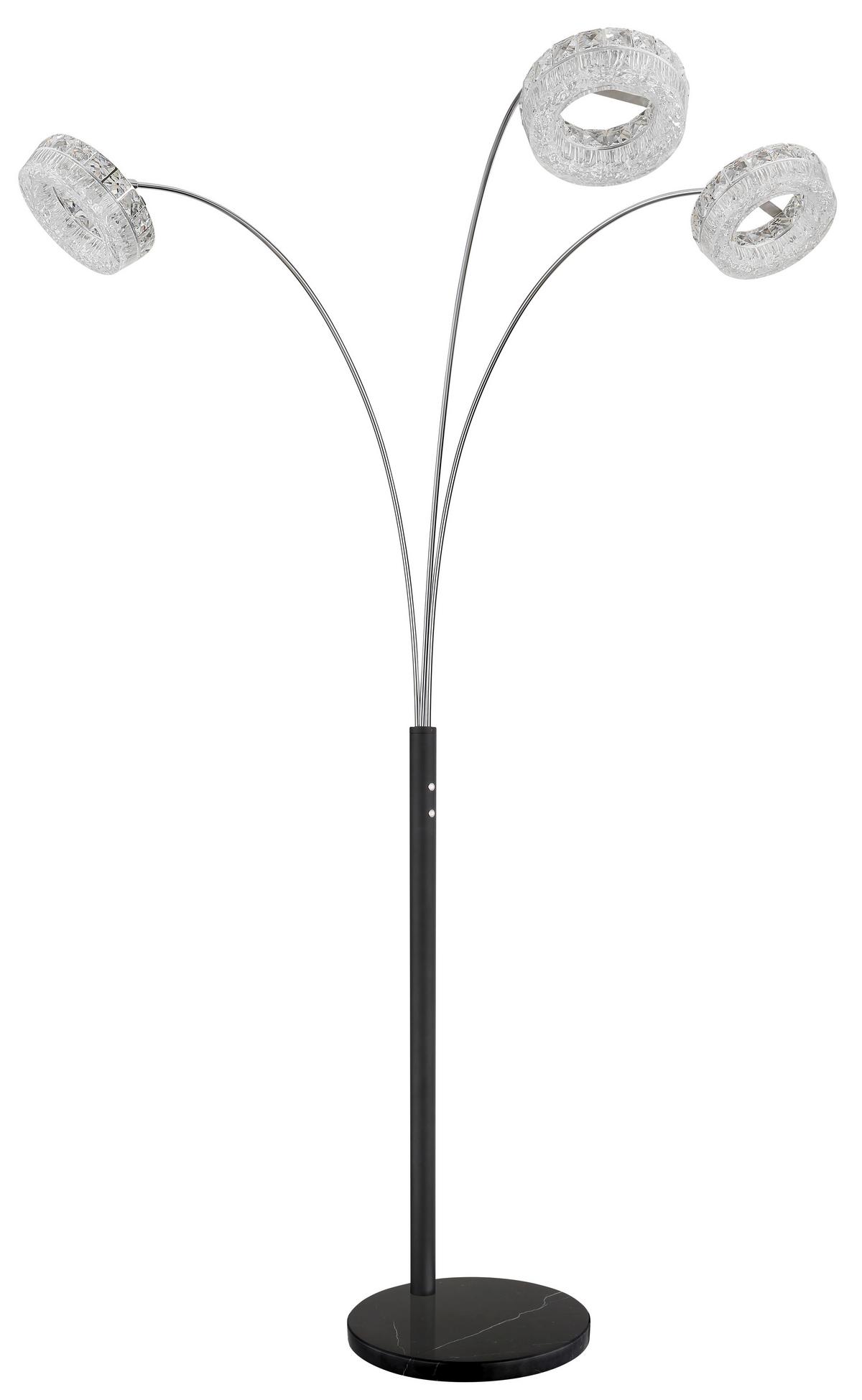 Led-stehleuchte Memory-Funktion - Klar/Schwarz, Design, Glas/Kunststoff (82,5/102/190cm) - Globo