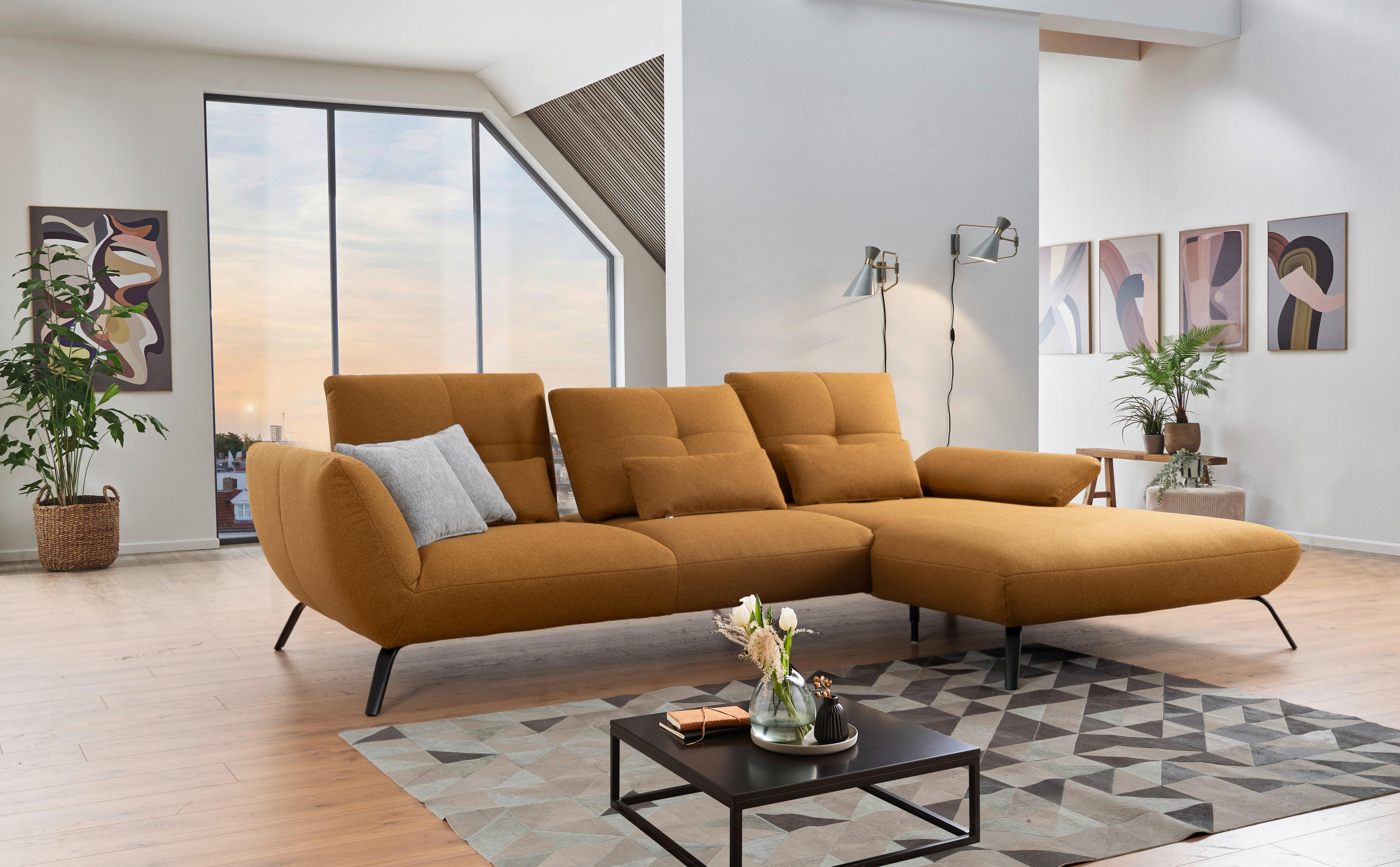 Wohnlandschaft Dover Xc - Currygelb/Dunkelgelb, MODERN, Holzwerkstoff/Textil (301/191cm)