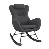 Schaukelsessel Teddy Teddy grau, B: 66 cm - Schwarz/Grau, MODERN, Holz/Textil (66/90/85cm)