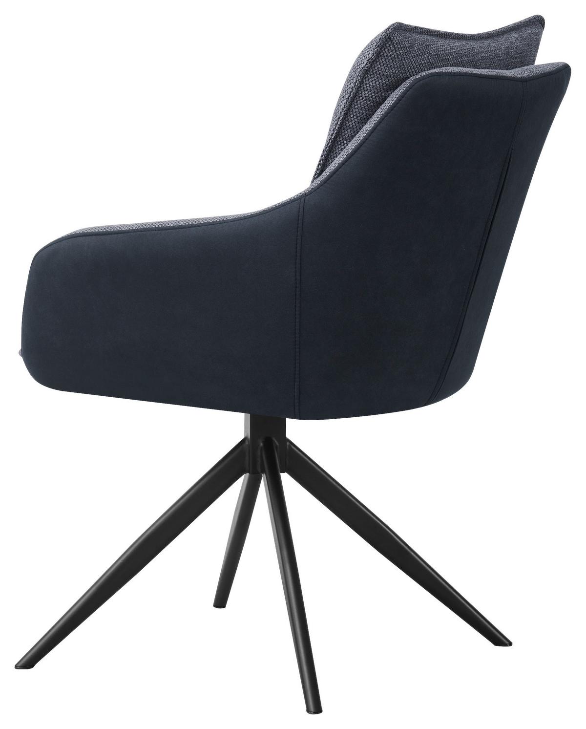 Armlehnstuhl Emilia II Webstoff grau, B: 60cm - Schwarz/Grau, MODERN, Holz/Textil (60/88/65cm)