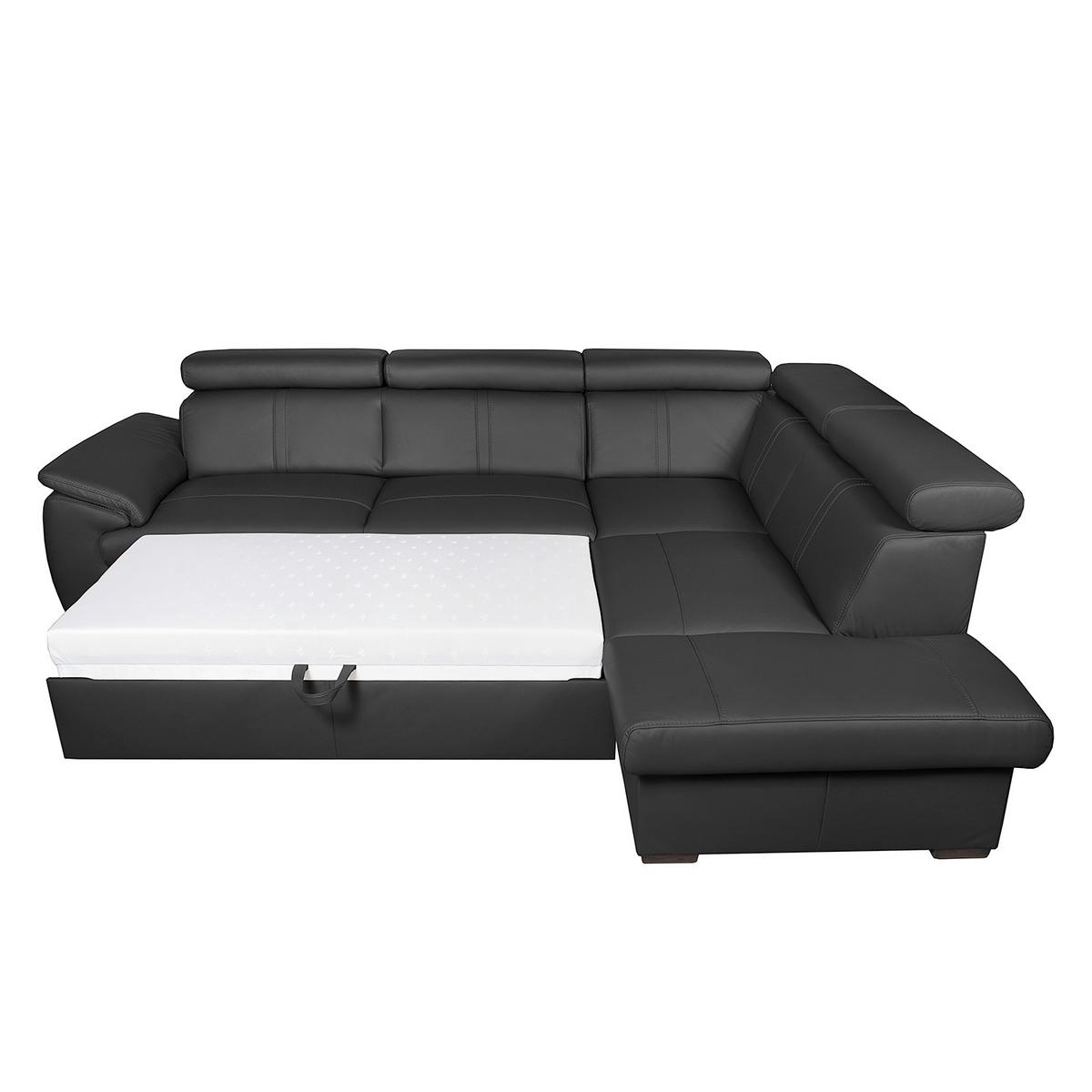 Ecksofa City Schwarz B: 265x211 Cm - Wengefarben/Schwarz, Design, Leder (265/211cm) - Livetastic