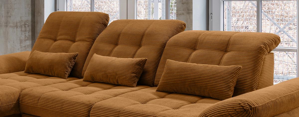 Ecksofa Mit Bettkasten Rigatti Goldfarben 184x314 Cm - Goldfarben/Schwarz, MODERN, Textil (184/314cm) - Livetastic