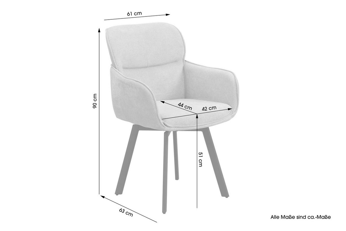 Stuhl-set Rico - Taupe/Schwarz, MODERN, Textil/Metall (61/90/63cm) - MID.YOU