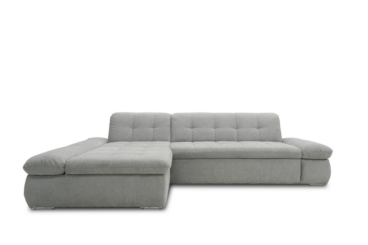 Ecksofa mit Schlaffunktion Moric Grau Mikrofaser - Chromfarben/Grau, KONVENTIONELL, Textil (172/300cm) - MID.YOU