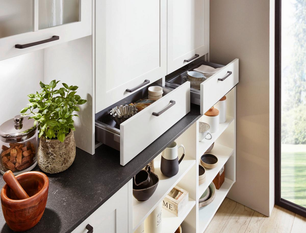 Einbauküche Neapel Frei Planbar Landhausstil - Eichefarben/Schwarz, MODERN, Holzwerkstoff - Vertico