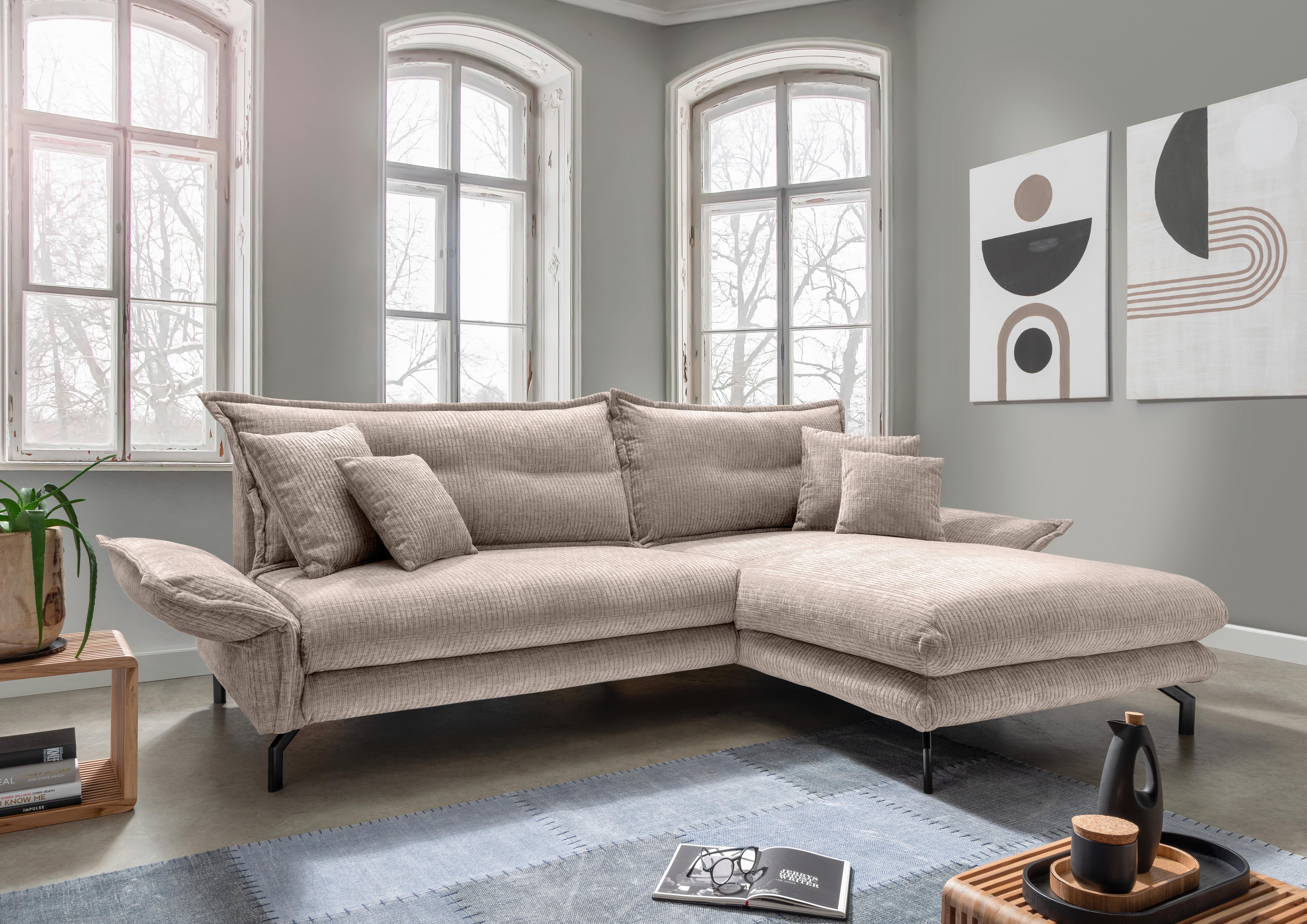 Ecksofa Lava Beige S: 255x180 Cm - Beige/Schwarz, Design, Textil (255/180cm) - Livetastic